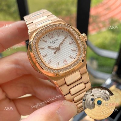 Copy Patek Philippe Nautilus Ladies 35mm Watches Diamond Bezel